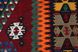 Vintage kilim rug in living room setting, bright colors, wild shaman, soft rug, bold color, Portland, Oregon, rug store, rug shop, local shop, vintage rug, modern kilim, warm colors, antique rug, antique kilim