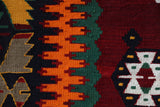 Vintage kilim rug in living room setting, bright colors, wild shaman, soft rug, bold color, Portland, Oregon, rug store, rug shop, local shop, vintage rug, modern kilim, warm colors, antique rug, antique kilim