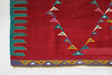 Vintage kilim rug in living room setting, bright colors, wild shaman, soft rug, bold color, Portland, Oregon, rug store, rug shop, local shop, vintage rug, modern kilim, warm colors, antique kilim rug