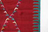 Vintage kilim rug in living room setting, bright colors, wild shaman, soft rug, bold color, Portland, Oregon, rug store, rug shop, local shop, vintage rug, modern kilim, warm colors, antique kilim rug