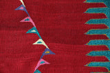 Vintage kilim rug in living room setting, bright colors, wild shaman, soft rug, bold color, Portland, Oregon, rug store, rug shop, local shop, vintage rug, modern kilim, warm colors, antique kilim rug