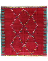 Vintage kilim rug in living room setting, bright colors, wild shaman, soft rug, bold color, Portland, Oregon, rug store, rug shop, local shop, vintage rug, modern kilim, warm colors, antique kilim rug