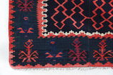 Vintage kilim rug in living room setting, bright colors, wild shaman, soft rug, bold color, Portland, Oregon, rug store, rug shop, local shop, vintage rug, modern kilim, warm colors, antique kilim rug