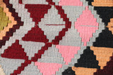 Vintage kilim rug in living room setting, bright colors, wild shaman, soft rug, bold color, Portland, Oregon, rug store, rug shop, local shop, vintage rug, modern kilim, warm colors, antique rug, antique kilim