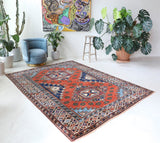 Vintage Turkish rug in a living room setting, Area rug in a living room setting, pile rug, Turkish rug, custom rug, modern rug, portland, rug shop, bright colors, wild shaman, soft rug, bold color, Portland, Oregon, rug store, rug shop, local shop
