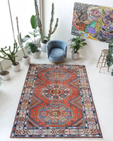 Vintage Turkish rug in a living room setting, Area rug in a living room setting, pile rug, Turkish rug, custom rug, modern rug, portland, rug shop, bright colors, wild shaman, soft rug, bold color, Portland, Oregon, rug store, rug shop, local shop