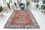 Vintage Turkish rug in a living room setting, Area rug in a living room setting, pile rug, Turkish rug, custom rug, modern rug, portland, rug shop, bright colors, wild shaman, soft rug, bold color, Portland, Oregon, rug store, rug shop, local shop