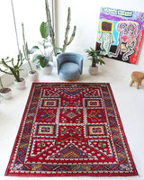 Vintage Turkish rug in a living room setting, Area rug in a living room setting, pile rug, Turkish rug, custom rug, modern rug, portland, rug shop, bright colors, wild shaman, soft rug, bold color, Portland, Oregon, rug store, rug shop, local shop