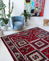 Vintage Turkish rug in a living room setting, Area rug in a living room setting, pile rug, Turkish rug, custom rug, modern rug, portland, rug shop, bright colors, wild shaman, soft rug, bold color, Portland, Oregon, rug store, rug shop, local shop