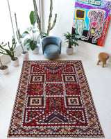 Vintage Turkish rug in a living room setting, Area rug in a living room setting, pile rug, Turkish rug, custom rug, modern rug, portland, rug shop, bright colors, wild shaman, soft rug, bold color, Portland, Oregon, rug store, rug shop, local shop