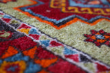 Vintage Turkish runner rug in a living room setting, pile rug, Turkish rug, vintage rug, portland, rug shop, bright colors, wild shaman, soft rug, bold color, Portland, Oregon, rug store, rug shop, local shop, antique rug