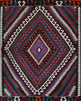 Vintage kilim rug in living room setting, bright colors, wild shaman, soft rug, bold color, Portland, Oregon, rug store, rug shop, local shop, vintage rug, modern kilim, warm colors, antique kilim rug