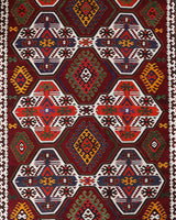 Vintage kilim rug in living room setting, bright colors, wild shaman, soft rug, bold color, Portland, Oregon, rug store, rug shop, local shop, vintage rug, modern kilim, warm colors, antique kilim rug