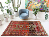 Antique Turkish rug, pile rug, vintage rug, portland, rug shop, bright colors, wild shaman, soft rug, bold color, Portland, Oregon, rug store, rug shop, local shop, antique rug, collection piece, collector rug, handmade rug, wool rug, antique rug, pastel colors, faded colors