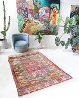 Antique Turkish rug, pile rug, vintage rug, portland, rug shop, bright colors, wild shaman, soft rug, bold color, Portland, Oregon, rug store, rug shop, local shop, antique rug, collection piece, collector rug, handmade rug, wool rug, antique rug, pastel colors, faded colors