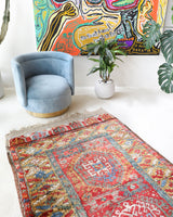 Antique Turkish rug, pile rug, vintage rug, portland, rug shop, bright colors, wild shaman, soft rug, bold color, Portland, Oregon, rug store, rug shop, local shop, antique rug, collection piece, collector rug, handmade rug, wool rug, antique rug, pastel colors, faded colors