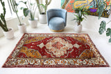 Vintage Turkish rug in a living room setting, Area rug in a living room setting, pile rug, Turkish rug, custom rug, modern rug, portland, rug shop, bright colors, wild shaman, soft rug, bold color, Portland, Oregon, rug store, rug shop, local shop