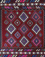 Vintage kilim rug in room decor setting, old rug, antique rug, pastel colors, faded colors, Turkish rug, vintage rug, soft rug, Portland, Oregon, rug store, rug shop, local shop, antique kilim rug, bold colors, bright colors, faded colors