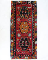 Vintage Turkish runner rug in a living room setting, pile rug, Turkish rug, vintage rug, portland, rug shop, bright colors, wild shaman, soft rug, bold color, Portland, Oregon, rug store, rug shop, local shop