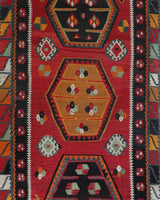 Vintage Turkish runner rug in a living room setting, pile rug, Turkish rug, vintage rug, portland, rug shop, bright colors, wild shaman, soft rug, bold color, Portland, Oregon, rug store, rug shop, local shop