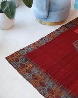 Vintage kilim rug in living room setting, bright colors, wild shaman, soft rug, bold color, Portland, Oregon, rug store, rug shop, local shop, vintage rug, modern kilim, warm colors, antique kilim rug