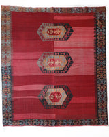 Vintage kilim rug in living room setting, bright colors, wild shaman, soft rug, bold color, Portland, Oregon, rug store, rug shop, local shop, vintage rug, modern kilim, warm colors, antique kilim rug