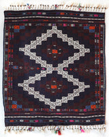 Vintage kilim rug in living room setting, bright colors, wild shaman, soft rug, bold color, Portland, Oregon, rug store, rug shop, local shop, vintage rug, modern kilim, warm colors, antique kilim rug