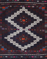 Vintage kilim rug in living room setting, bright colors, wild shaman, soft rug, bold color, Portland, Oregon, rug store, rug shop, local shop, vintage rug, modern kilim, warm colors, antique kilim rug