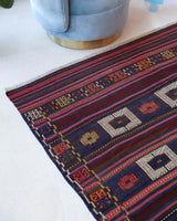 Vintage kilim rug in living room setting, old rug, antique rug, pastel colors, faded colors, Turkish rug, vintage rug, soft rug, Portland, Oregon, rug store, rug shop, local shop, earthy tones, earthy colors, warm colors