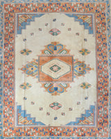 Vintage Turkish rug in a living room setting, pile rug, Turkish rug, vintage rug, portland, rug shop, bright colors, wild shaman, soft rug, bold color, Portland, Oregon, rug store, rug shop, local shop, antique rug