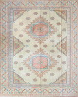 Vintage Turkish rug in living room setting, old rug, antique rug, pastel colors, faded colors, Turkish rug, vintage rug, soft rug, Portland, Oregon, rug store, rug shop, local shop