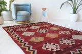 Vintage kilim rug in room decor setting, old rug, antique rug, pastel colors, faded colors, Turkish rug, vintage rug, soft rug, Portland, Oregon, rug store, rug shop, local shop, bold colors, bright colors, faded colors