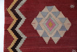 Vintage kilim rug in room decor setting, old rug, antique rug, pastel colors, faded colors, Turkish rug, vintage rug, soft rug, Portland, Oregon, rug store, rug shop, local shop, bold colors, bright colors, faded colors