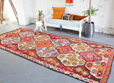 Turkish rug, vintage rug, flat weave, kilim rug, large area rug, square rug, Wild Shaman, Portland, Oregon, rug store, rug shop, local shop,  bright colors, area rug, bold color