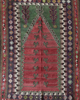 Vintage kilim rug in room decor setting, old rug, antique rug, pastel colors, faded colors, Turkish rug, vintage rug, soft rug, Portland, Oregon, rug store, rug shop, local shop, bold colors, bright colors, faded colors