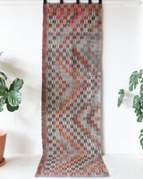 Vintage Turkish runner rug in living room setting, old rug, antique rug, pastel colors, faded colors, Turkish rug, vintage rug, soft rug, Portland, Oregon, rug store, rug shop, local shop