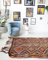  Vintage Turkish runner rug in a living room setting, pile rug, Turkish rug, vintage rug, portland, rug shop, bright colors, wild shaman, soft rug, bold color, Portland, Oregon, rug store, rug shop, local shop, antique rug