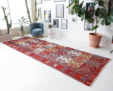 Vintage kilim rug in living room setting, bright colors, wild shaman, soft rug, bold color, Portland, Oregon, rug store, rug shop, local shop, vintage rug, modern kilim, warm colors