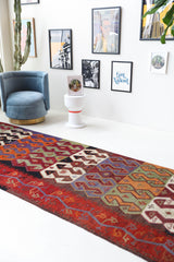 Vintage kilim rug in living room setting, bright colors, wild shaman, soft rug, bold color, Portland, Oregon, rug store, rug shop, local shop, vintage rug, modern kilim, warm colors