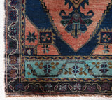 Vintage mini kilim rug in room decor setting, kilim, Turkish rug, vintage rug, portland, rug shop, bright colors, wild shaman, soft rug, bold color, Portland, Oregon, rug store, rug shop, local shop