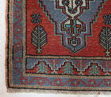 Vintage mini kilim rug in room decor setting, kilim, Turkish rug, vintage rug, portland, rug shop, bright colors, wild shaman, soft rug, bold color, Portland, Oregon, rug store, rug shop, local shop