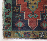 Vintage mini kilim rug in room decor setting, kilim, Turkish rug, vintage rug, portland, rug shop, bright colors, wild shaman, soft rug, bold color, Portland, Oregon, rug store, rug shop, local shop