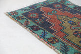 Vintage mini kilim rug in room decor setting, kilim, Turkish rug, vintage rug, portland, rug shop, bright colors, wild shaman, soft rug, bold color, Portland, Oregon, rug store, rug shop, local shop