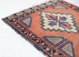 Vintage mini kilim rug in room decor setting, kilim, Turkish rug, vintage rug, portland, rug shop, bright colors, wild shaman, soft rug, bold color, Portland, Oregon, rug store, rug shop, local shop