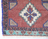 Vintage mini kilim rug in room decor setting, kilim, Turkish rug, vintage rug, portland, rug shop, bright colors, wild shaman, soft rug, bold color, Portland, Oregon, rug store, rug shop, local shop