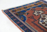 Vintage mini kilim rug in room decor setting, kilim, Turkish rug, vintage rug, portland, rug shop, bright colors, wild shaman, soft rug, bold color, Portland, Oregon, rug store, rug shop, local shop