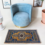 Vintage mini kilim rug in room decor setting, kilim, Turkish rug, vintage rug, portland, rug shop, bright colors, wild shaman, soft rug, bold color, Portland, Oregon, rug store, rug shop, local shop