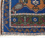 Vintage mini kilim rug in room decor setting, kilim, Turkish rug, vintage rug, portland, rug shop, bright colors, wild shaman, soft rug, bold color, Portland, Oregon, rug store, rug shop, local shop