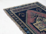 Vintage mini kilim rug in room decor setting, kilim, Turkish rug, vintage rug, portland, rug shop, bright colors, wild shaman, soft rug, bold color, Portland, Oregon, rug store, rug shop, local shop