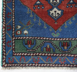 Vintage mini kilim rug in room decor setting, kilim, Turkish rug, vintage rug, portland, rug shop, bright colors, wild shaman, soft rug, bold color, Portland, Oregon, rug store, rug shop, local shop
